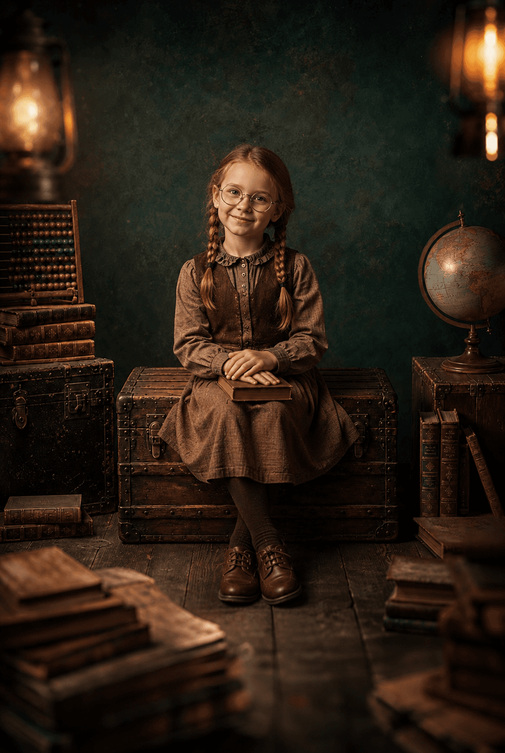 5 Vintage School Digital Backdrops, Old Library Classroom Background Bundle, Retro Student Portrait Overlay, Photoshop Composite JPG - Thumbnail 6