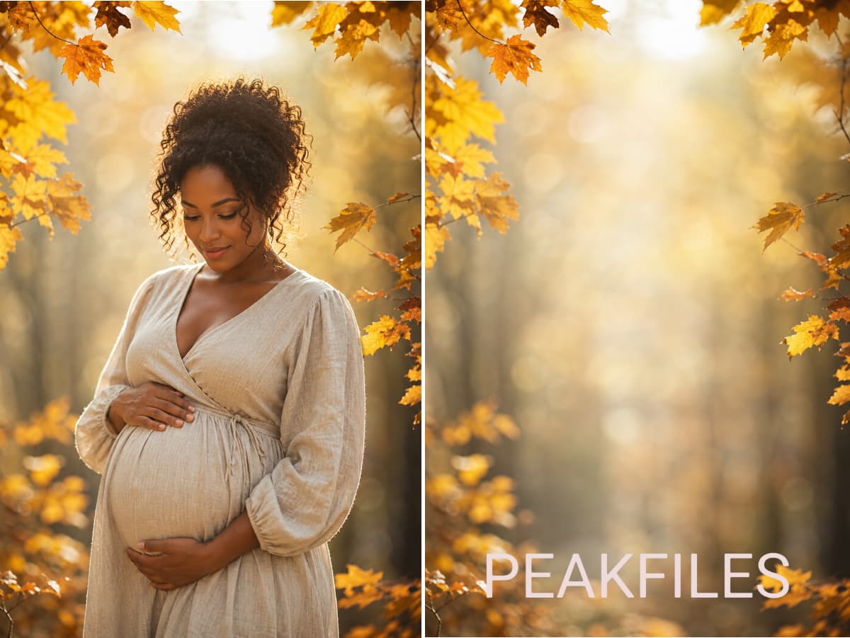 40 Golden Autumn Portrait Digital Backdrops, Fall Forest Photography Background Bundle, Maternity Baby Child Family Photoshop Composite JPG - Thumbnail 2