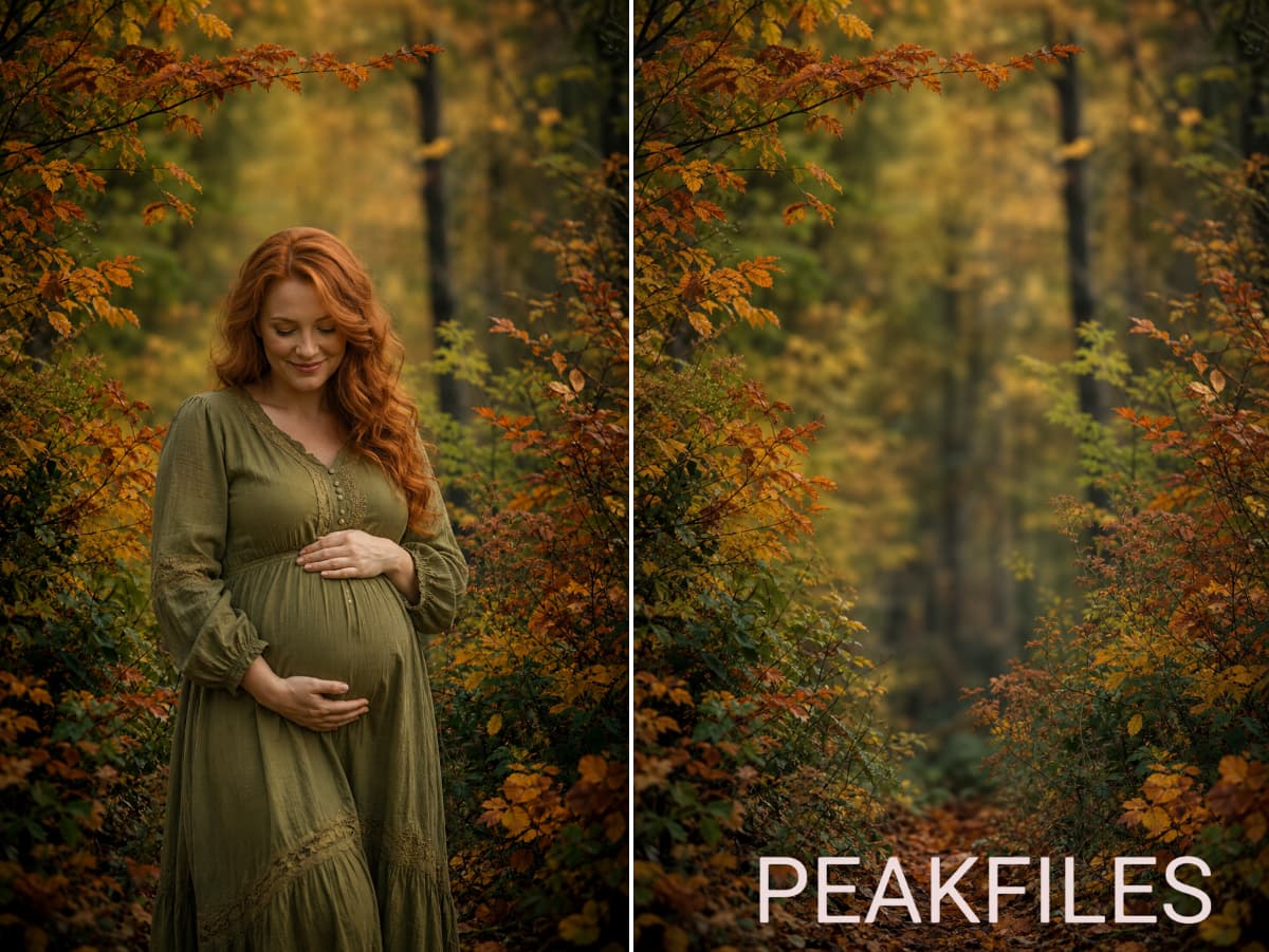 40 Golden Autumn Portrait Digital Backdrops, Fall Forest Photography Background Bundle, Maternity Baby Child Family Photoshop Composite JPG - Thumbnail 6