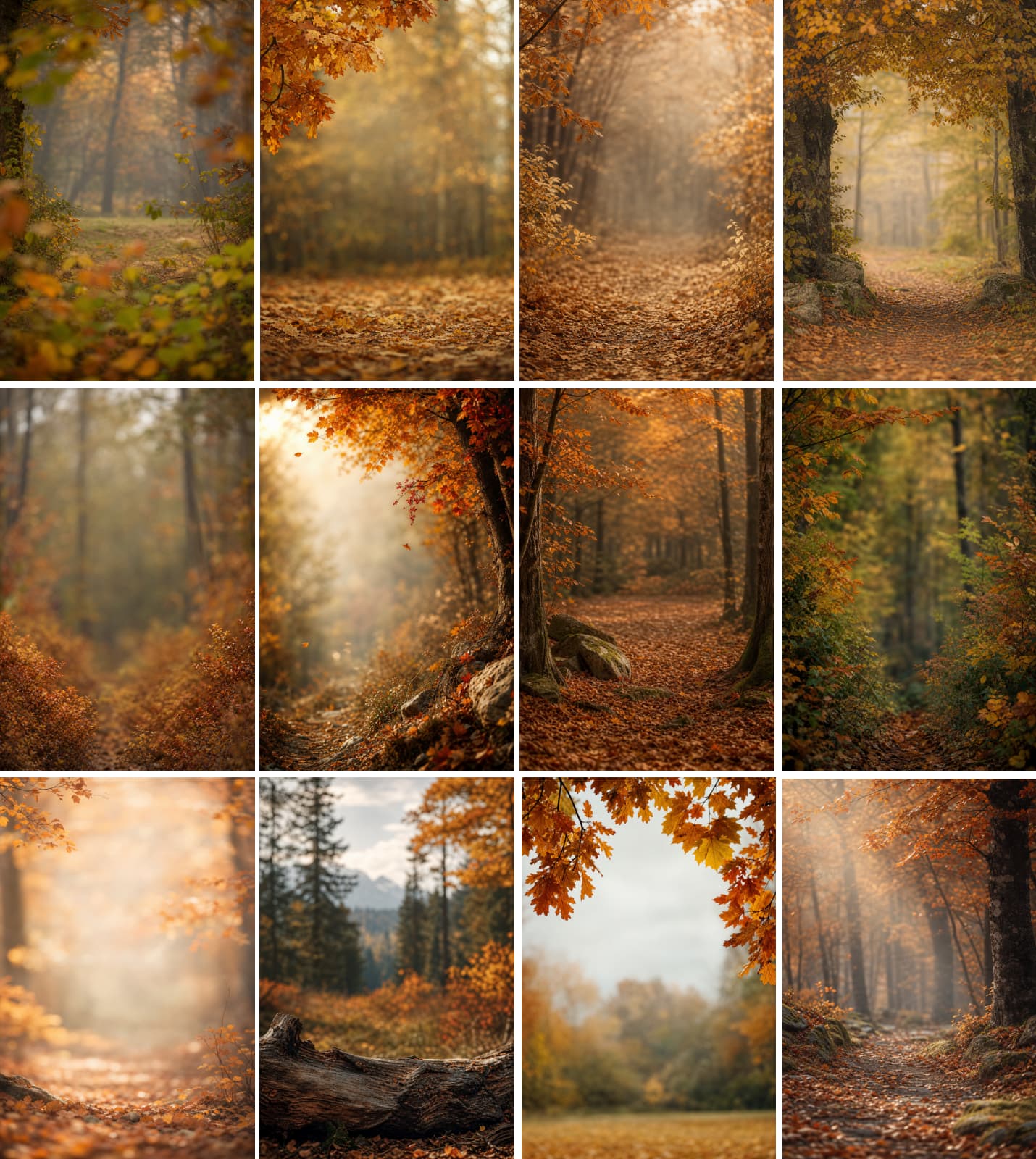 40 Golden Autumn Portrait Digital Backdrops, Fall Forest Photography Background Bundle, Maternity Baby Child Family Photoshop Composite JPG - Thumbnail 9
