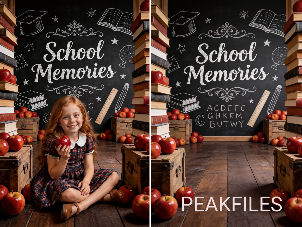 40 School Portrait Digital Backdrops, Classroom Backgrounds, Back to School Photography, Chalkboard, Teacher, Library, Globe, Apple - Thumbnail 5