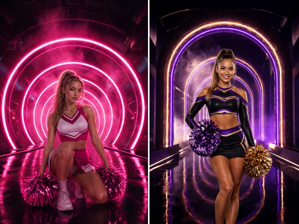 60 Neon Tunnel Digital Backdrops, Sports Photography Backgrounds, Football Cheerleading Soccer Basketball, Athlete Portraits - Thumbnail 6