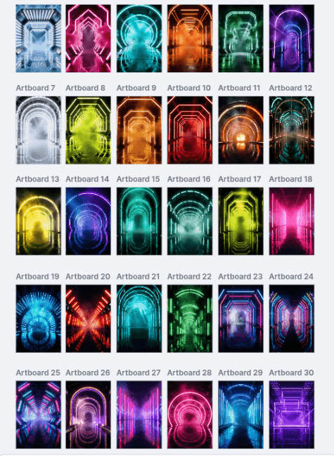 60 Neon Tunnel Digital Backdrops, Sports Photography Backgrounds, Football Cheerleading Soccer Basketball, Athlete Portraits - Thumbnail 9