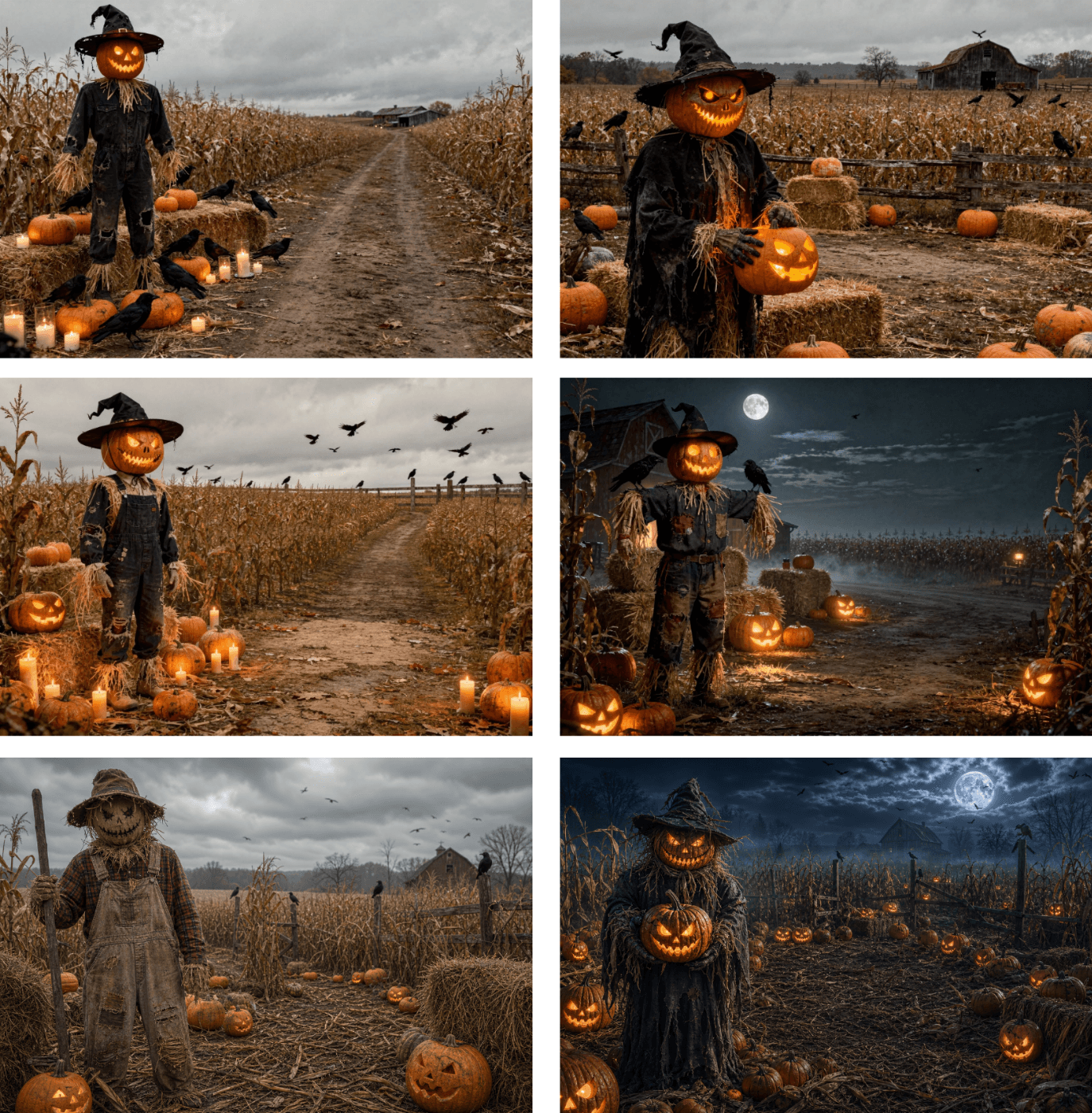 25 Halloween Scarecrow Digital Backdrops, Cornfield Farm JPG, Pumpkin Patch Photography, Kids Portrait Photography - Thumbnail 7
