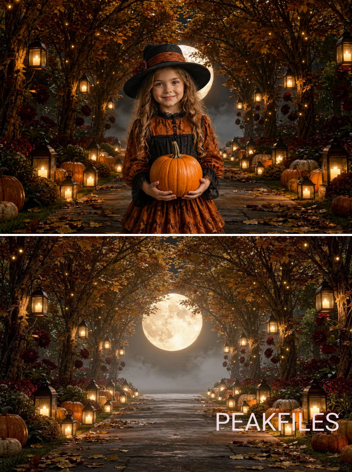 30 Halloween Digital Backdrops, Gothic Haunted Manor Moonlit Pumpkin Photography Backgrounds, Spooky Castle Party Decor - Thumbnail 4
