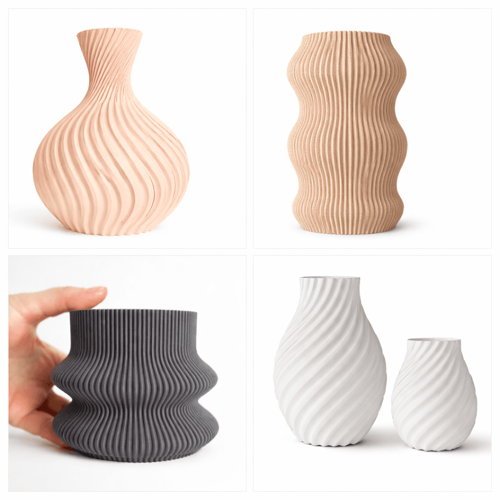 Set of 4 Vases – STL File – 3D Printable Design with Commercial License