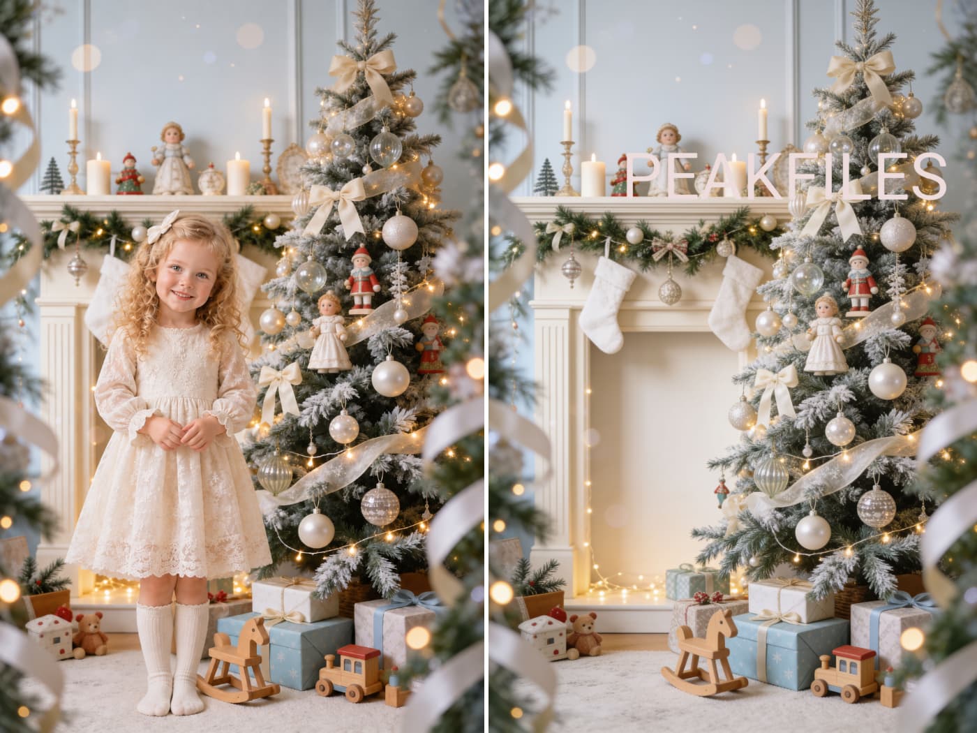 60 Christmas Nursery Digital Backdrops, Vintage Toy Set for Baby Photography - Thumbnail 2