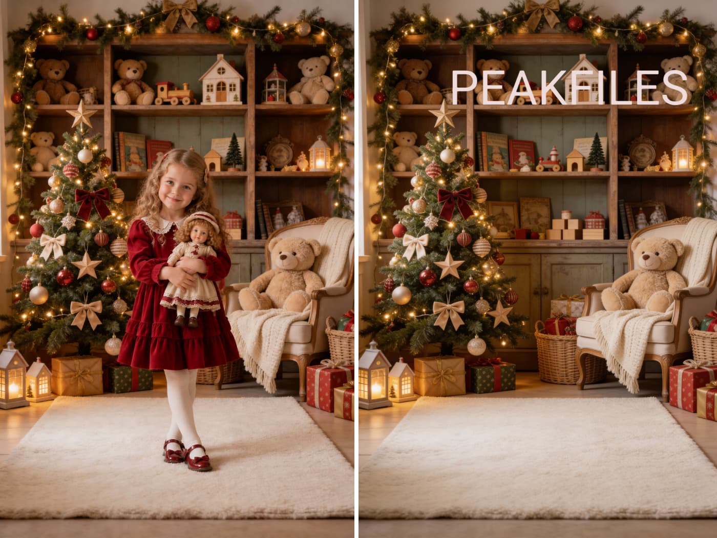 60 Christmas Nursery Digital Backdrops, Vintage Toy Set for Baby Photography - Thumbnail 5