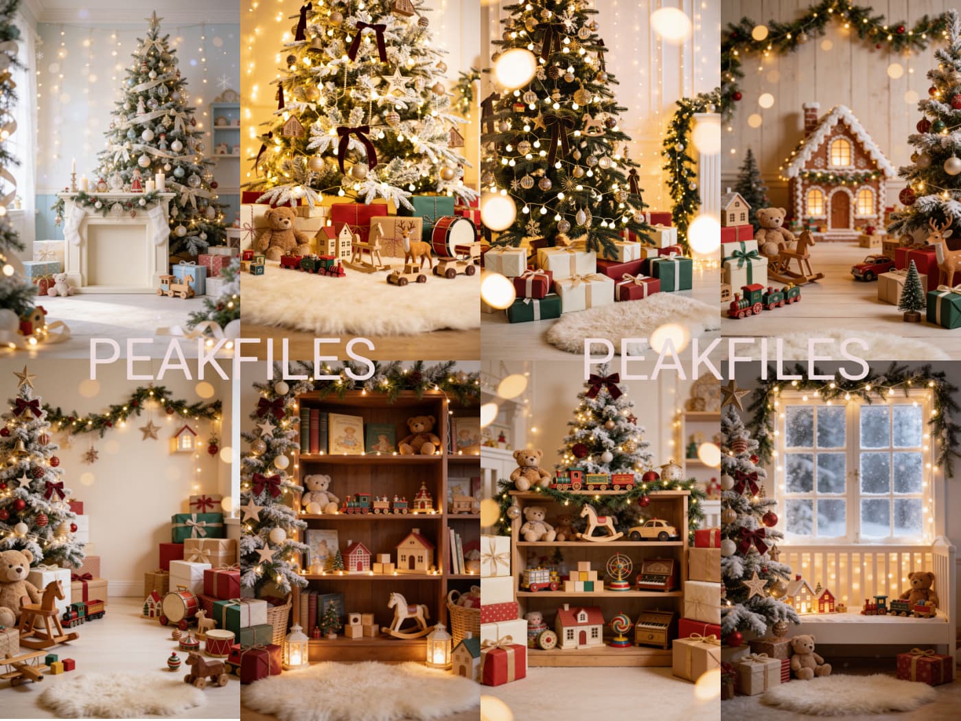 60 Christmas Nursery Digital Backdrops, Vintage Toy Set for Baby Photography - Thumbnail 10