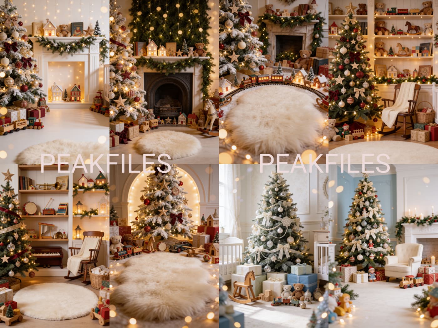 60 Christmas Nursery Digital Backdrops, Vintage Toy Set for Baby Photography - Thumbnail 11