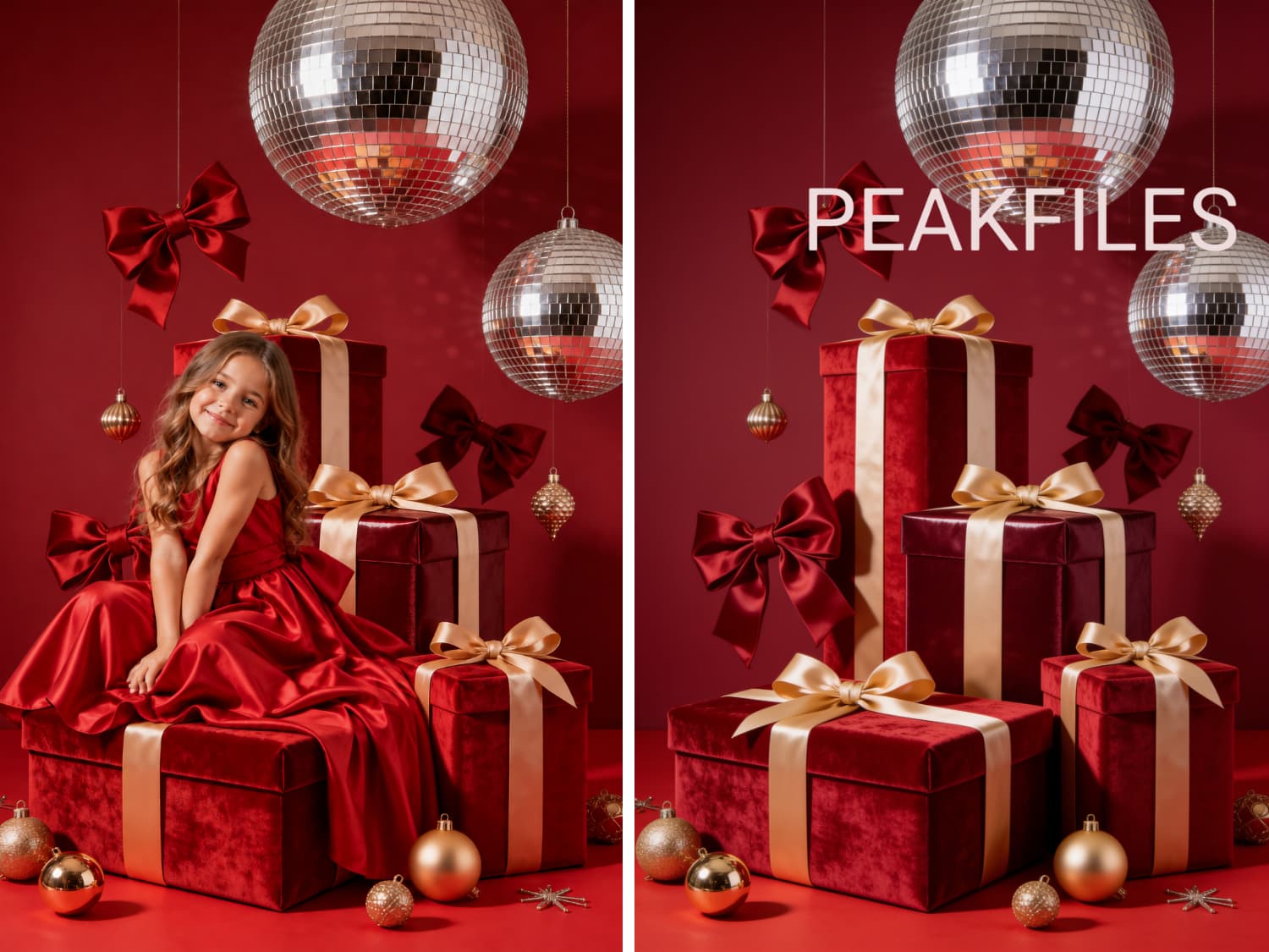 Red Christmas Digital Backdrops: Luxury Holiday Studio Set - Thumbnail 2