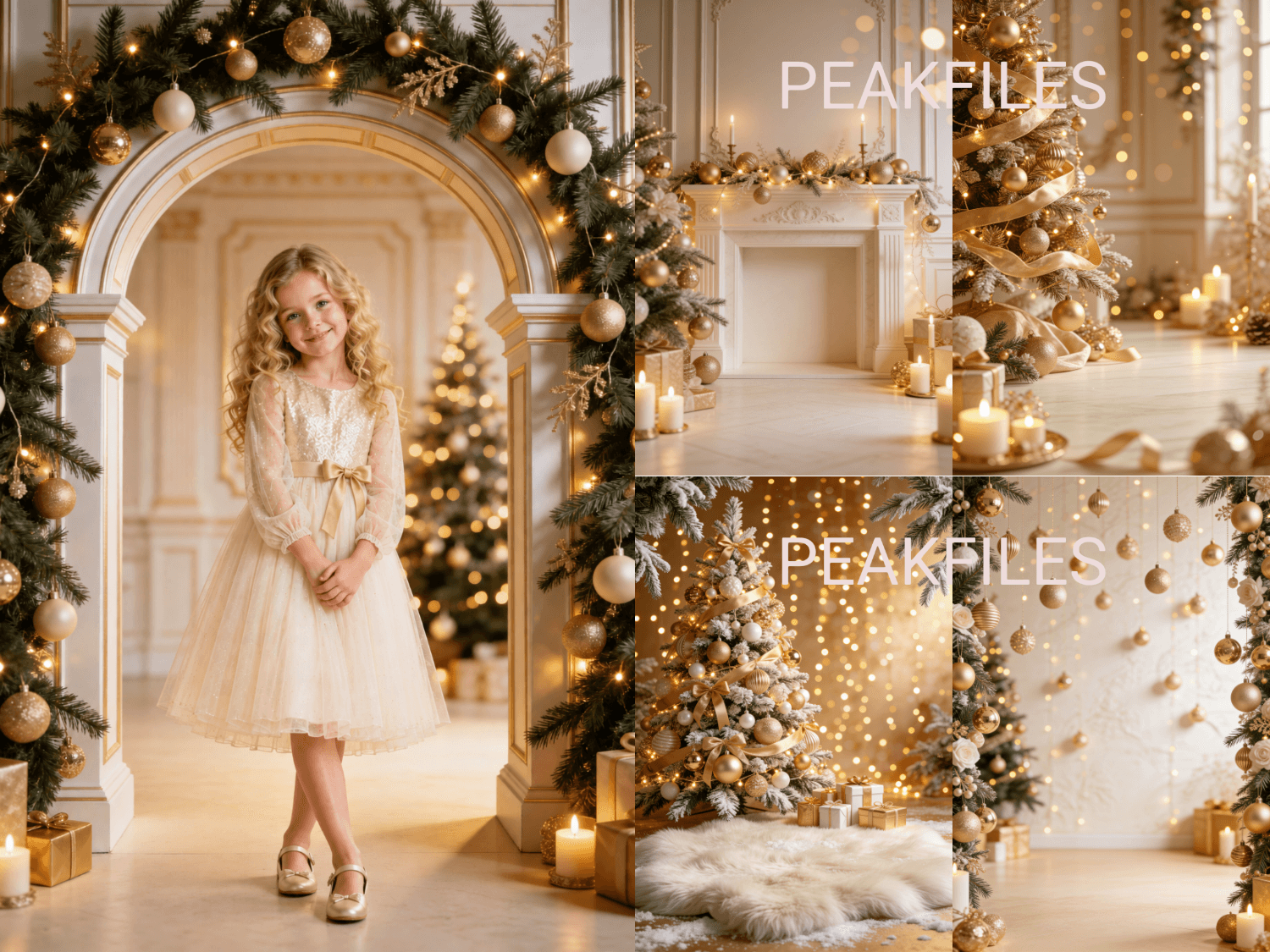 45 Gold Christmas Digital Backdrops, JPG, Horizontal & Vertical Formats - Thumbnail 6