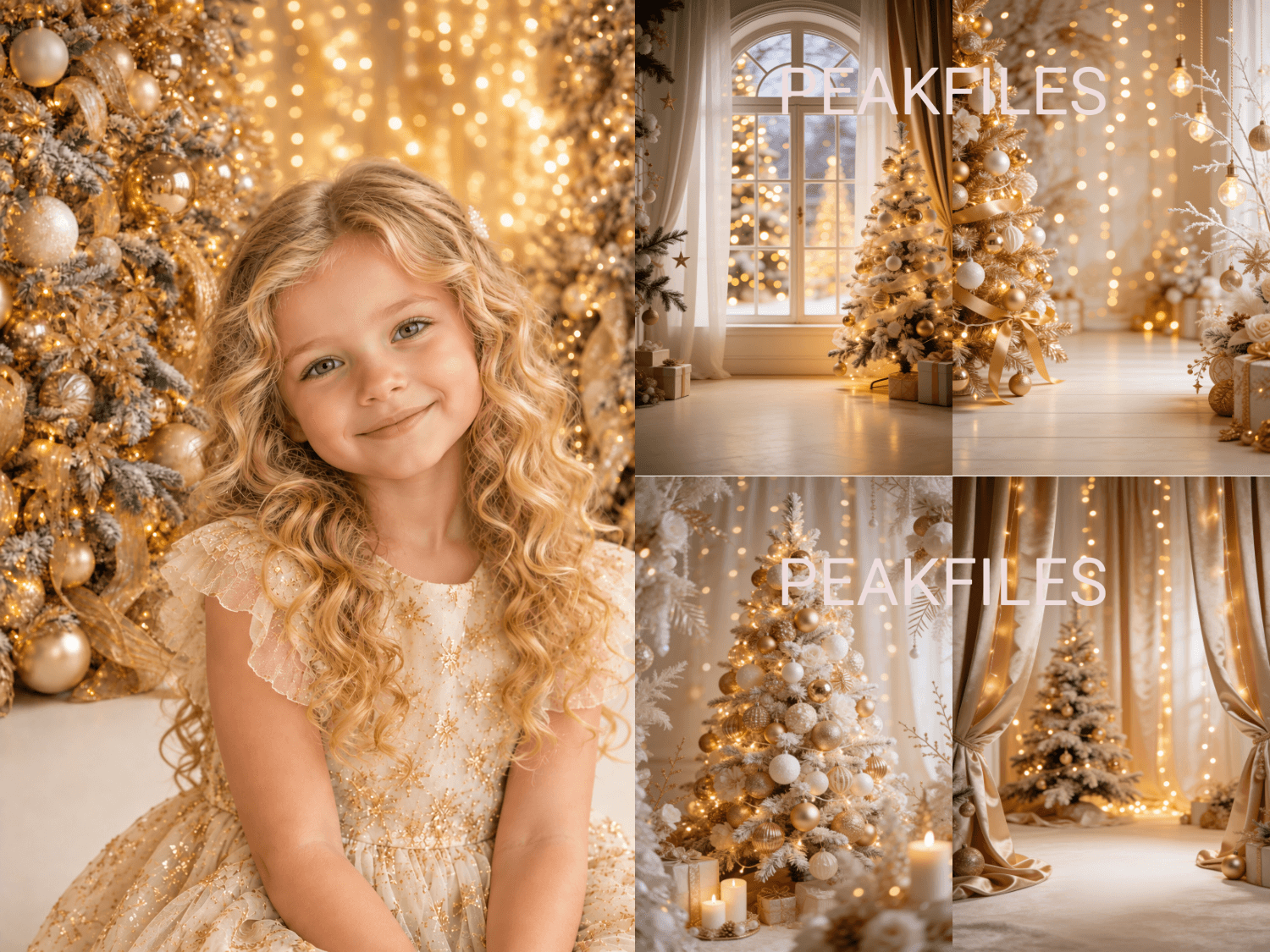 45 Gold Christmas Digital Backdrops, JPG, Horizontal & Vertical Formats - Thumbnail 7