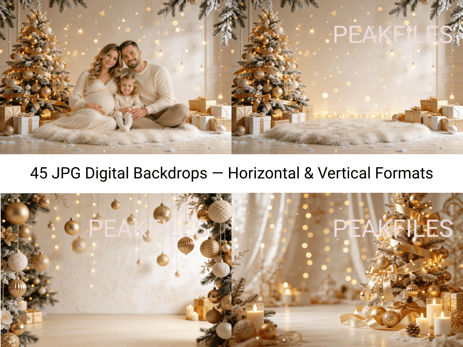 45 Gold Christmas Digital Backdrops, JPG, Horizontal & Vertical Formats - Thumbnail 9