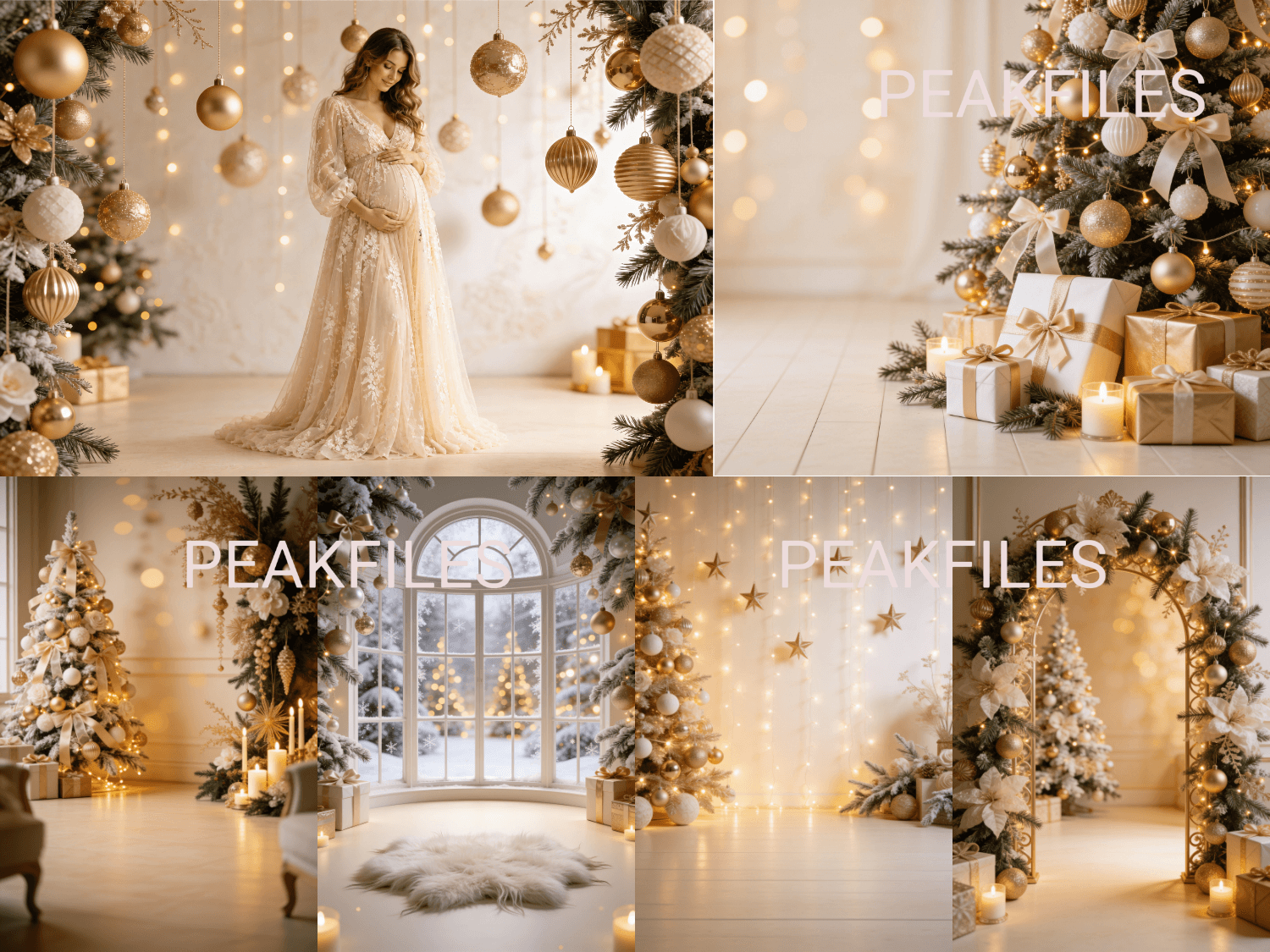 45 Gold Christmas Digital Backdrops, JPG, Horizontal & Vertical Formats - Thumbnail 10
