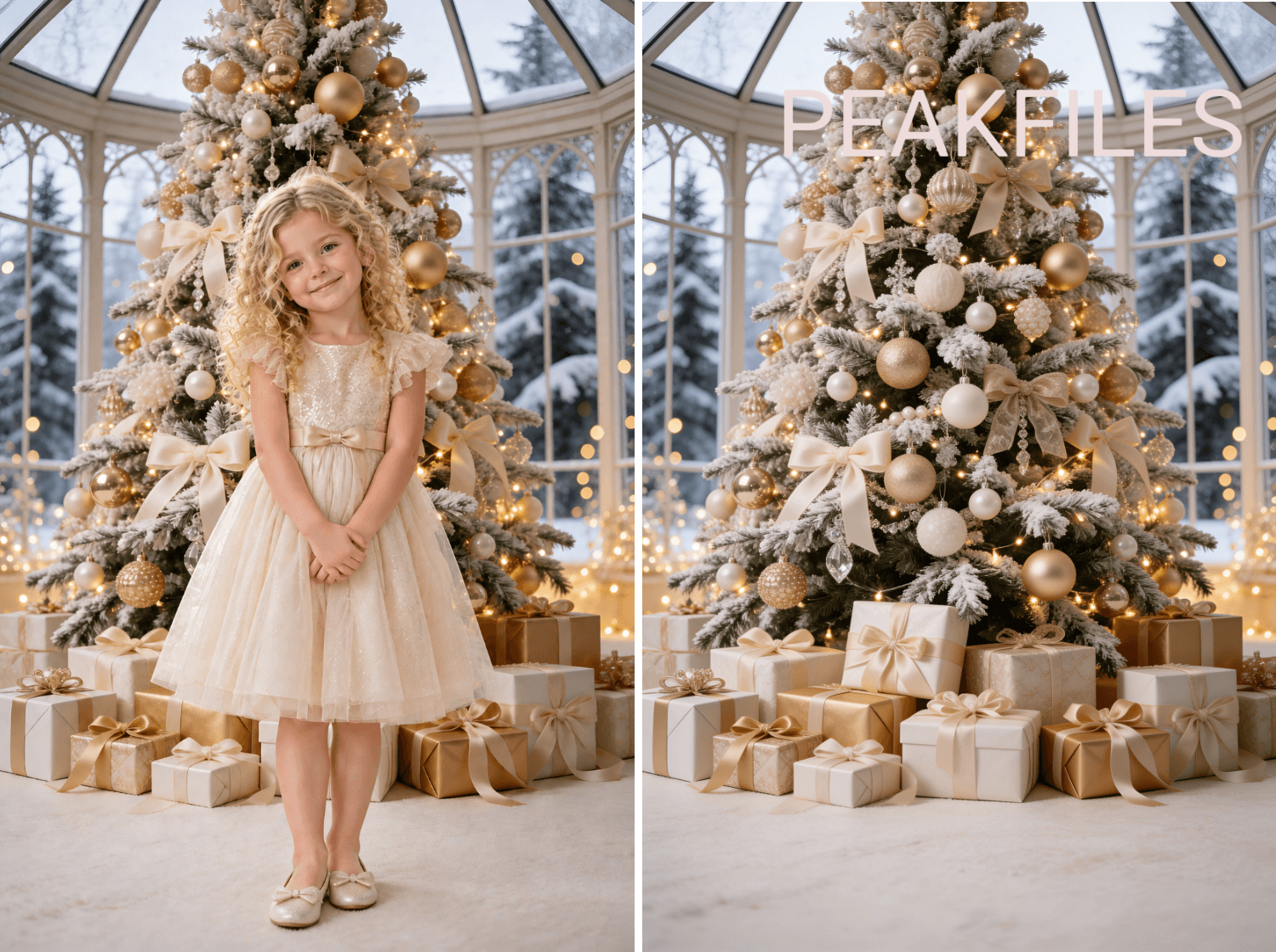 Christmas Conservatory Digital Backdrops | Holiday Photo Background - Thumbnail 2