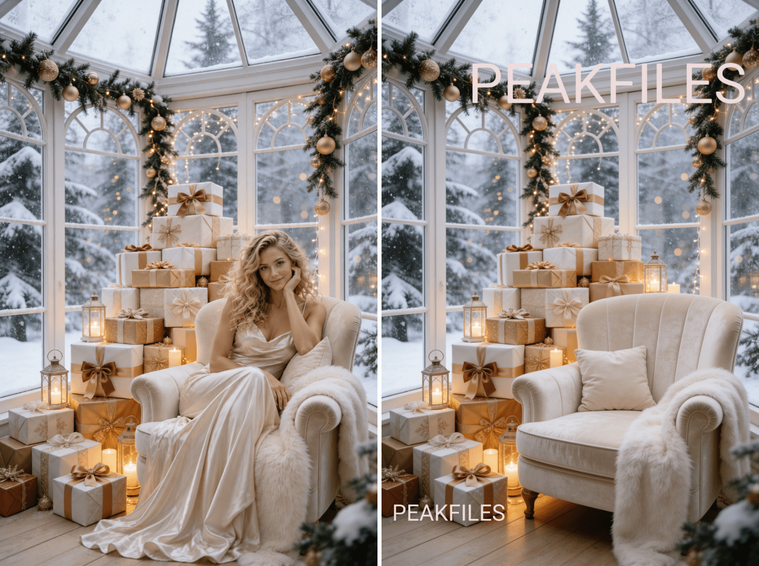 Christmas Conservatory Digital Backdrops | Holiday Photo Background - Thumbnail 3