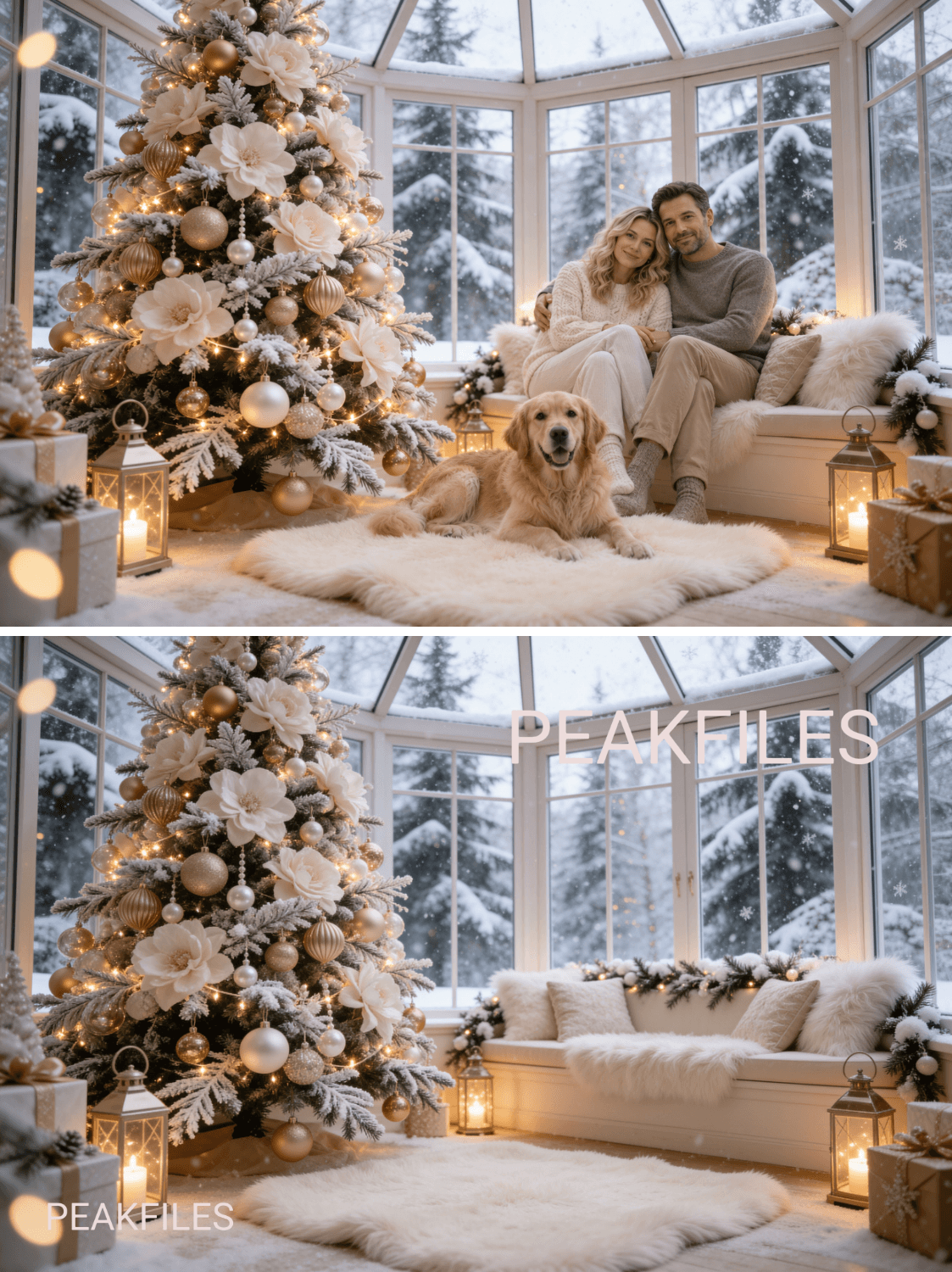 Christmas Conservatory Digital Backdrops | Holiday Photo Background - Thumbnail 4