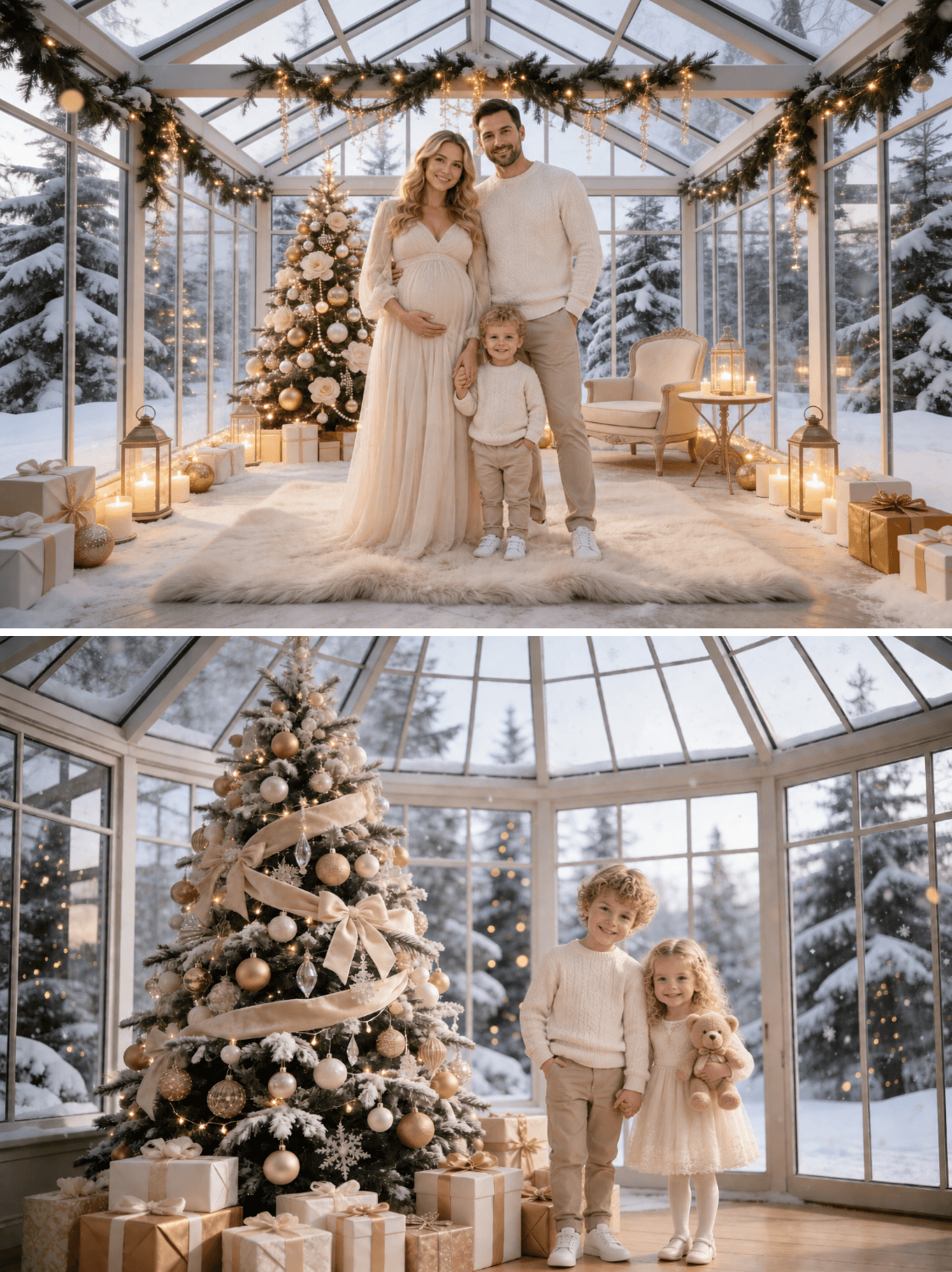 Christmas Conservatory Digital Backdrops | Holiday Photo Background - Thumbnail 5