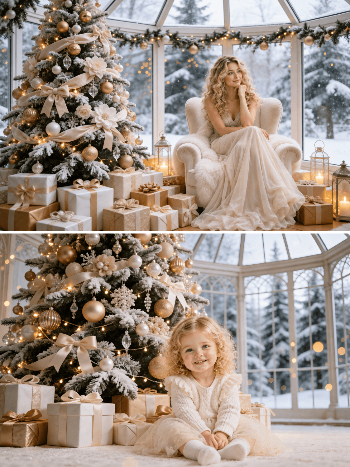 Christmas Conservatory Digital Backdrops | Holiday Photo Background - Thumbnail 6