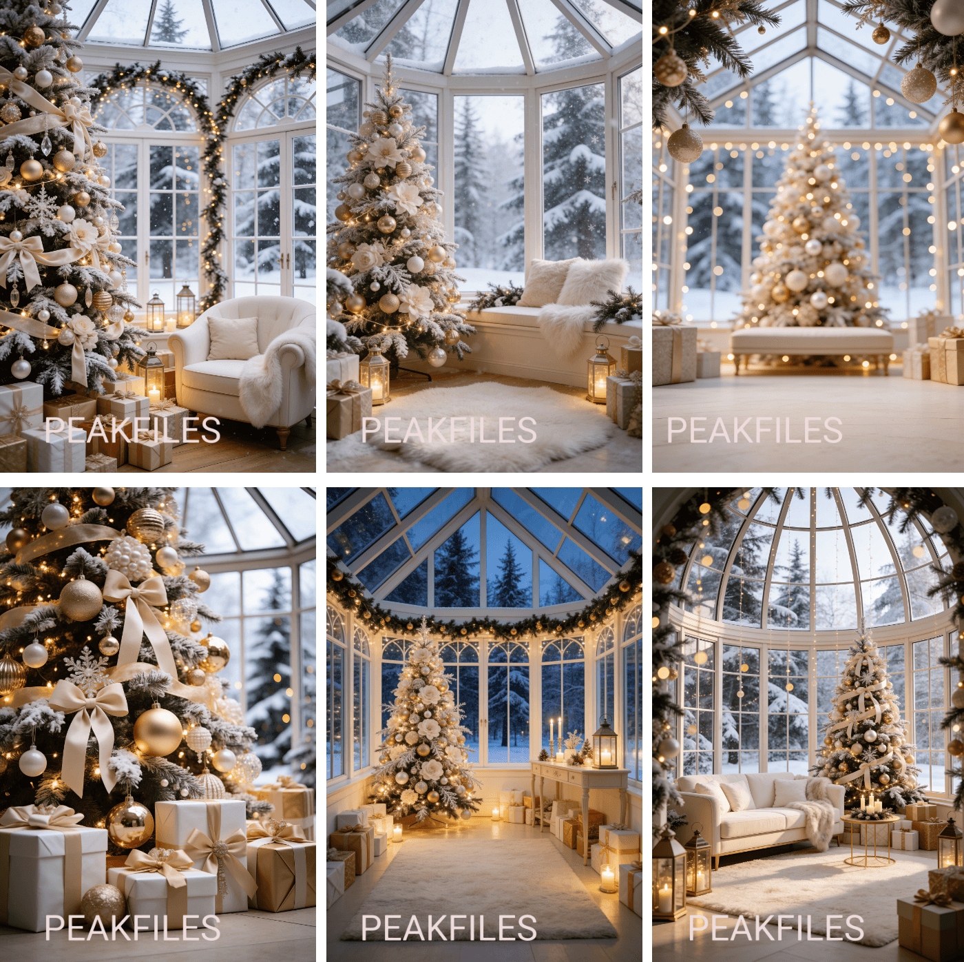 Christmas Conservatory Digital Backdrops | Holiday Photo Background - Thumbnail 10