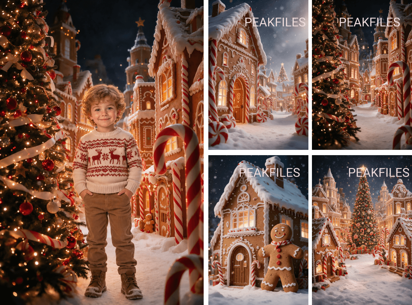 30 Gingerbread Village Digital Backdrops, Christmas Photo Backgrounds - Thumbnail 4