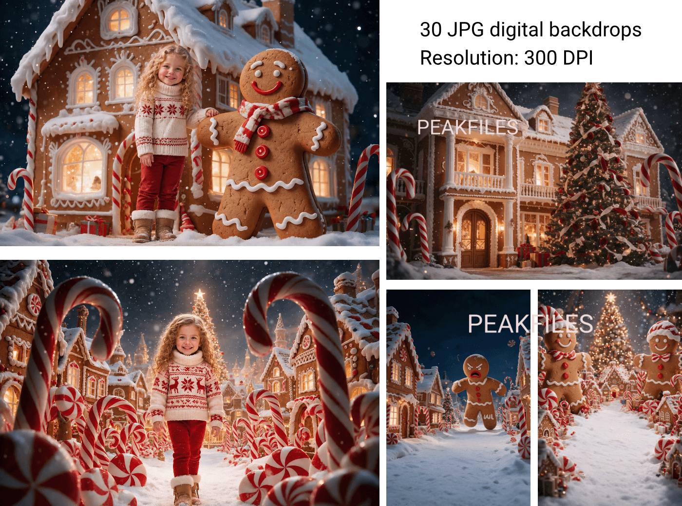 30 Gingerbread Village Digital Backdrops, Christmas Photo Backgrounds - Thumbnail 6