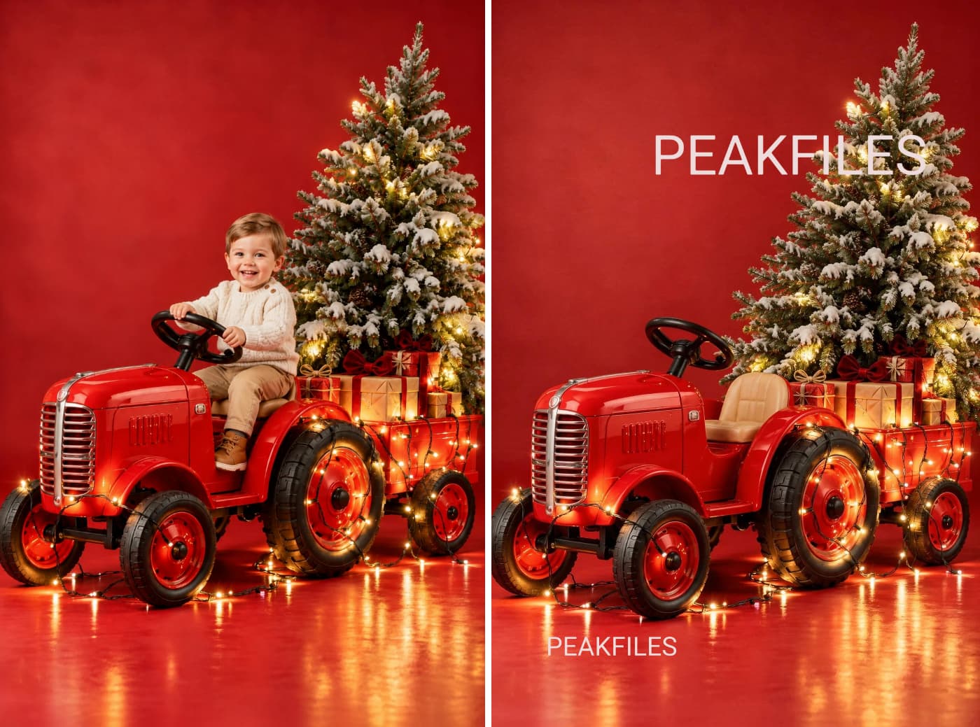 Christmas Ride-On Toys Digital Backdrop Bundle: Red Vintage Vehicles - Thumbnail 3