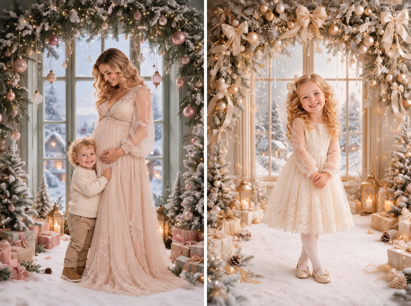 30 Christmas Window Digital Backdrops, Winter Wonderland Photography Backgrounds, Holiday Portrait Bundle, Snowy Festive Scenes - Thumbnail 6