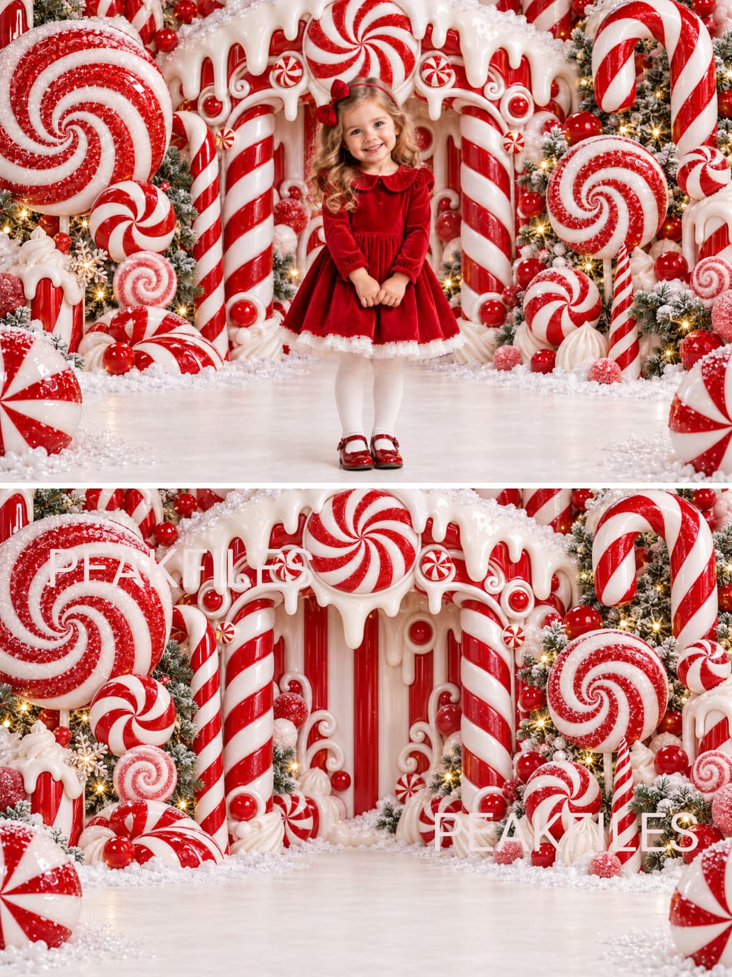 Candy Cane Christmas Backdrops, Peppermint Wonderland Digital Backgrounds, Kids Holiday Photography Set, 35 JPG - Thumbnail 2