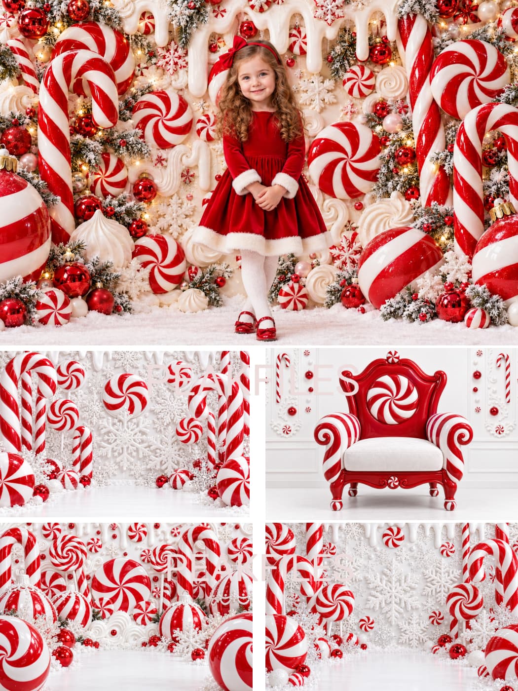 Candy Cane Christmas Backdrops, Peppermint Wonderland Digital Backgrounds, Kids Holiday Photography Set, 35 JPG - Thumbnail 6