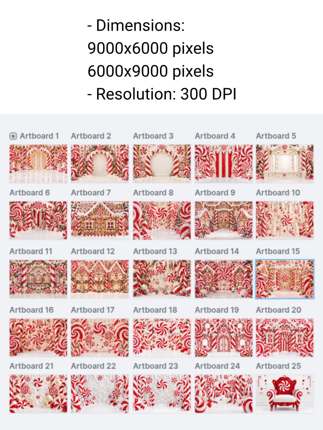 Candy Cane Christmas Backdrops, Peppermint Wonderland Digital Backgrounds, Kids Holiday Photography Set, 35 JPG - Thumbnail 9