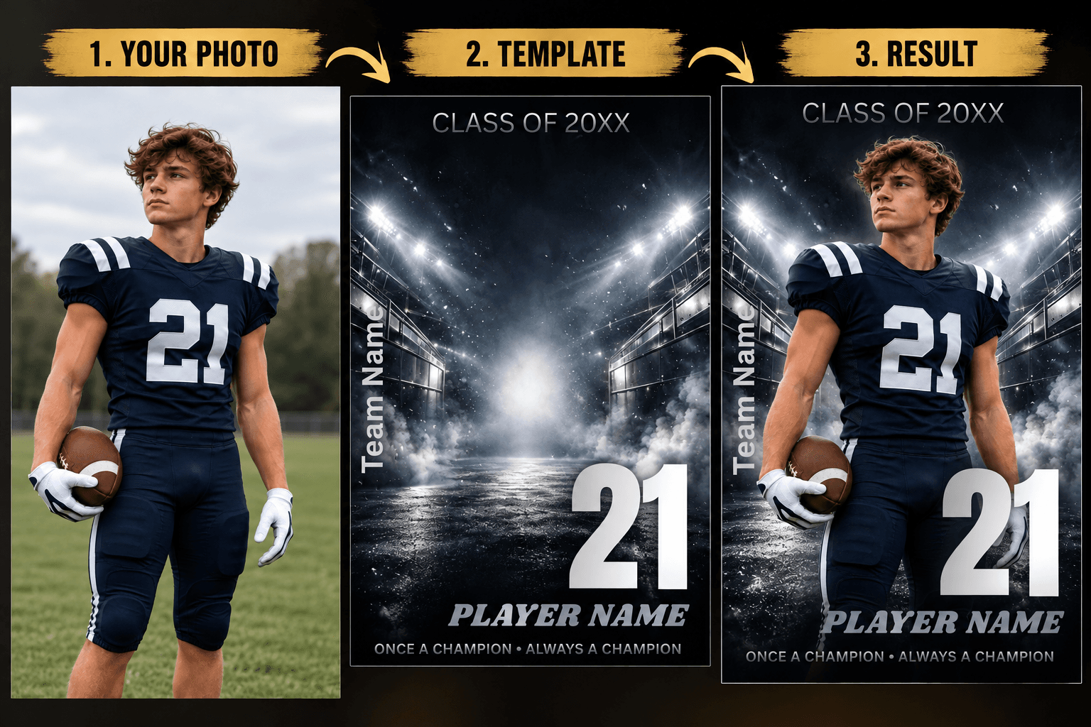 Editable Sports Poster Template, Canva Athlete Portrait, Custom Jersey Number, Team Banner, Graduation Design - Thumbnail 2