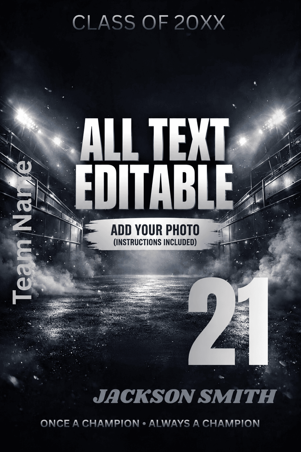 Editable Sports Poster Template, Canva Athlete Portrait, Custom Jersey Number, Team Banner, Graduation Design - Thumbnail 3