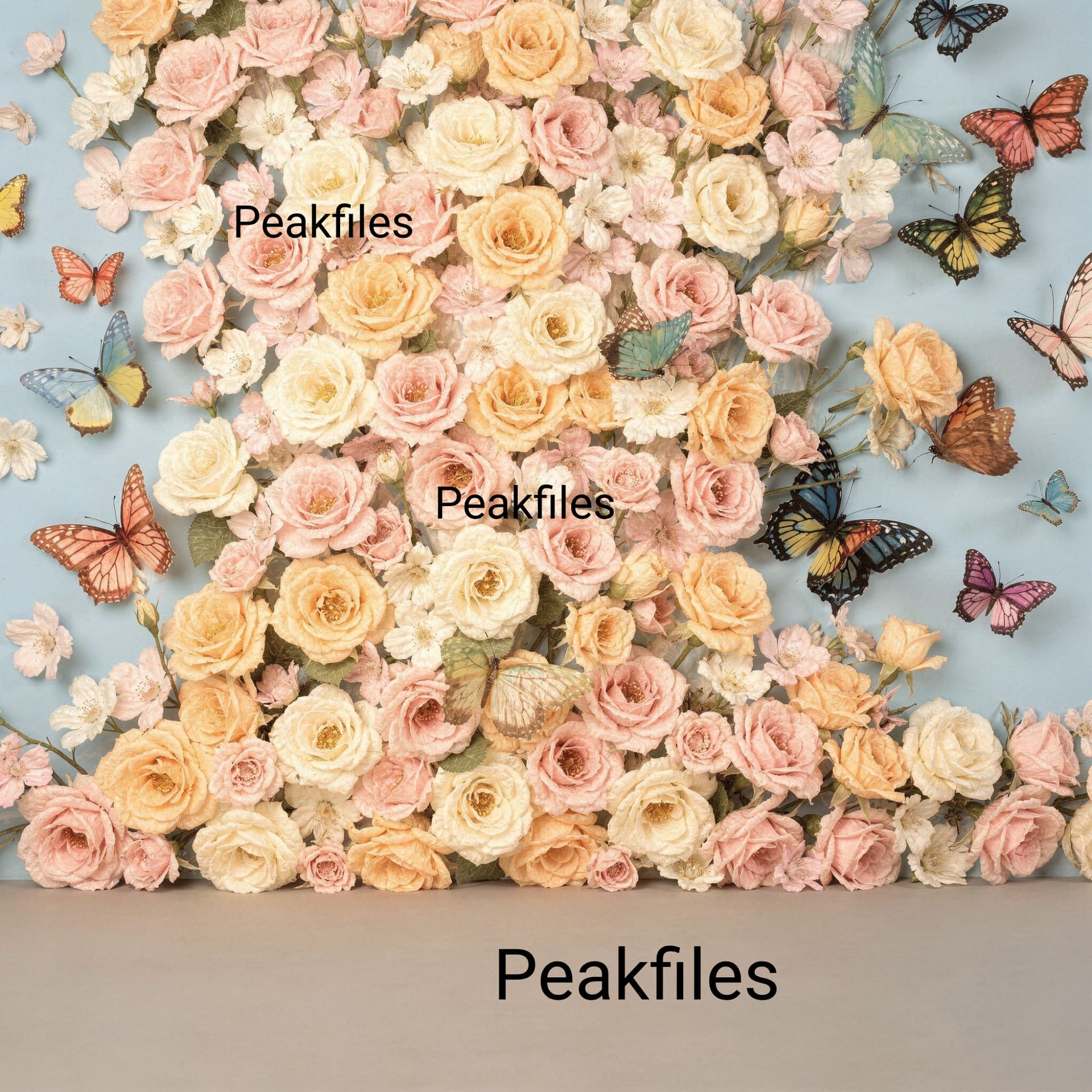 Floral Backdrop with Butterflies and Girls, Pastel Flower Wall, Spring Photoshoot Background, Kids Photography Prop - Thumbnail 2