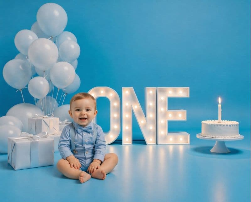 ONE First Birthday Backdrops Set for Girls and Boys, Pastel Party Background Digital, Cake Smash Scenes, 1st Birthday Studio Photography