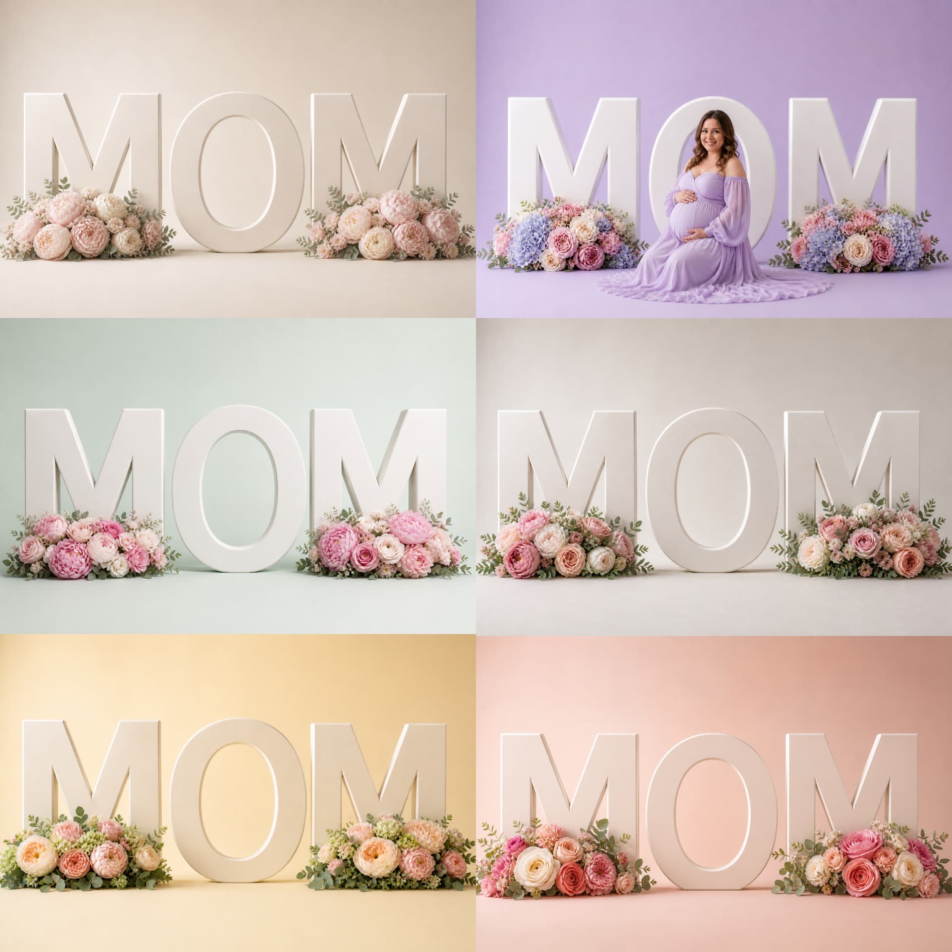 25 Mom Set Digital Backdrops Floral Maternity Background, MOM Sign Studio Backdrop, Photoshop Composite, Fine Art Floral Background JPG - Thumbnail 3