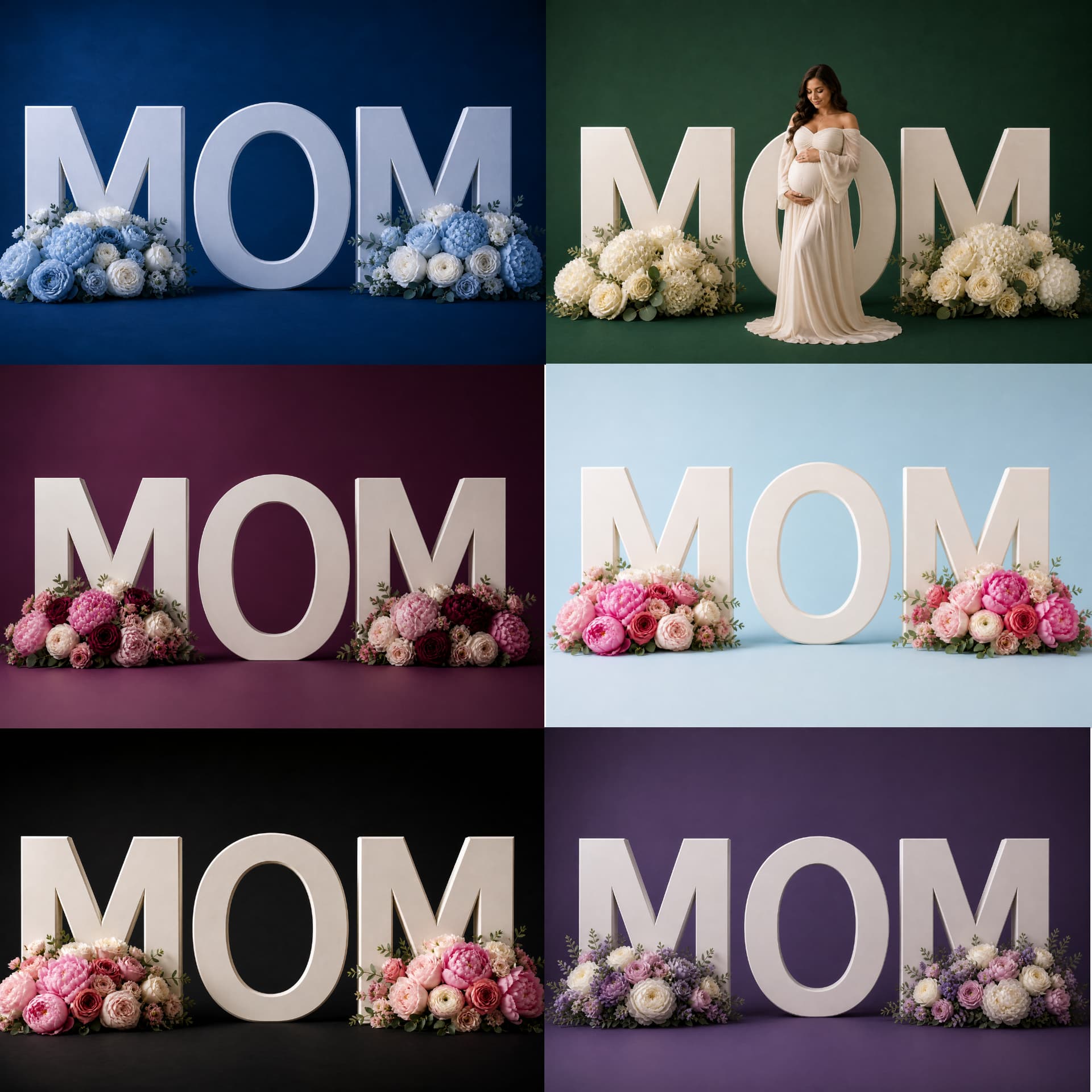 25 Mom Set Digital Backdrops Floral Maternity Background, MOM Sign Studio Backdrop, Photoshop Composite, Fine Art Floral Background JPG - Thumbnail 5
