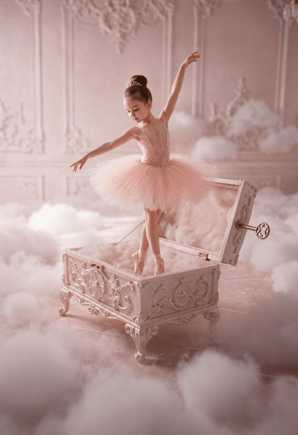 Ballerina Digital Background with Music Box, Ballet Studio Digital Backdrop, Pink Ballerina Studio Digital Backdrop — Set of 8 JPG Files