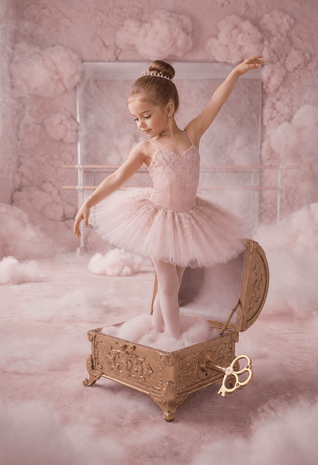 Ballerina Digital Background with Music Box, Ballet Studio Digital Backdrop, Pink Ballerina Studio Digital Backdrop — Set of 8 JPG Files - Thumbnail 5