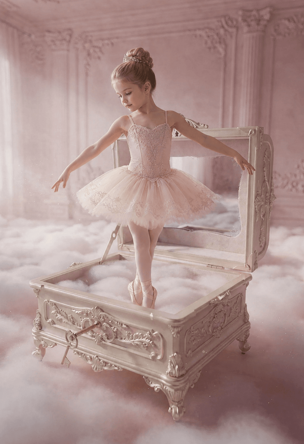 Ballerina Digital Background with Music Box, Ballet Studio Digital Backdrop, Pink Ballerina Studio Digital Backdrop — Set of 8 JPG Files - Thumbnail 7
