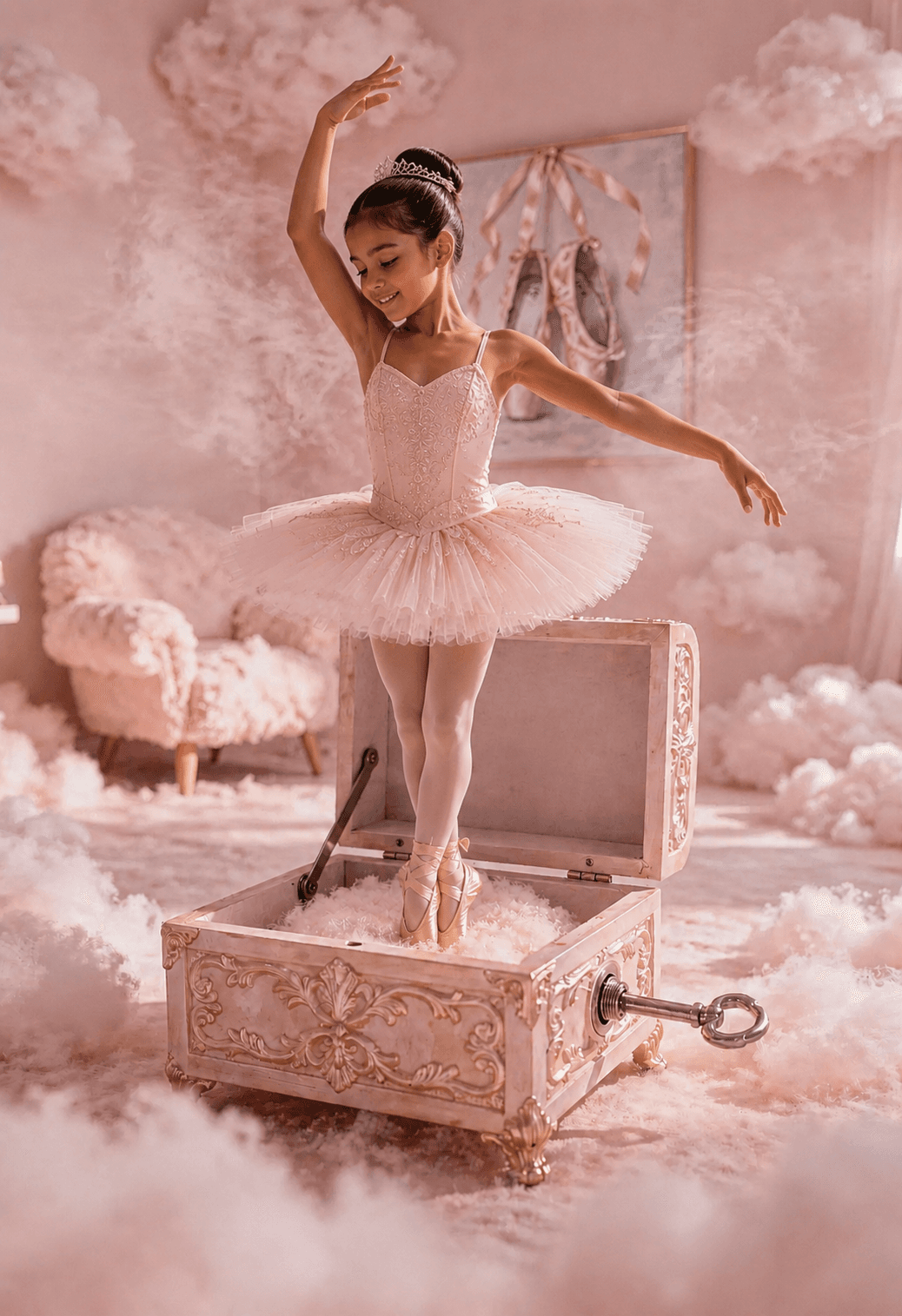 Ballerina Digital Background with Music Box, Ballet Studio Digital Backdrop, Pink Ballerina Studio Digital Backdrop — Set of 8 JPG Files - Thumbnail 8