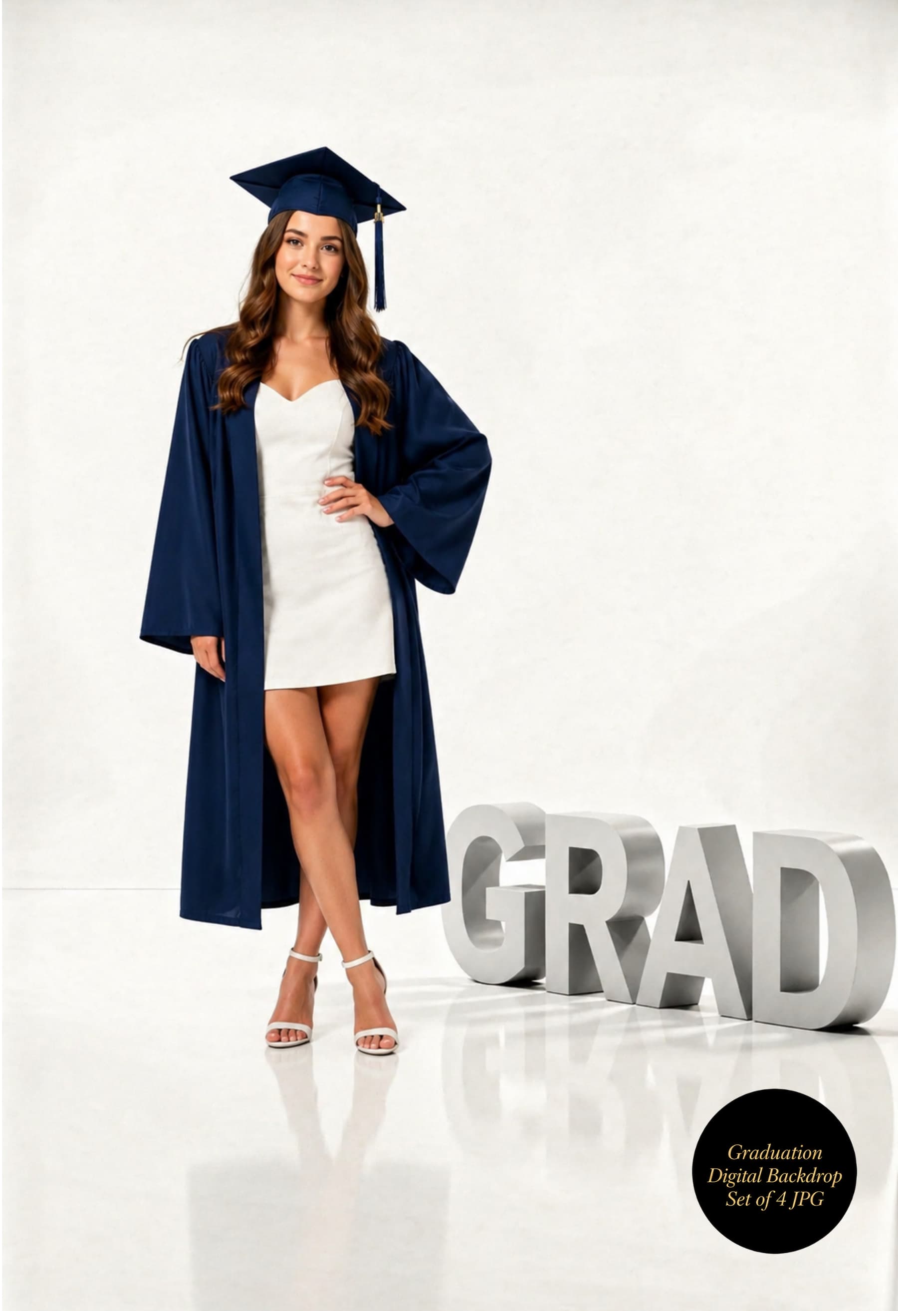 Graduation Digital Backdrop Set | 2026 Senior Photo Backgrounds with 3D GRAD Letters, 4 JPGs - Thumbnail 3