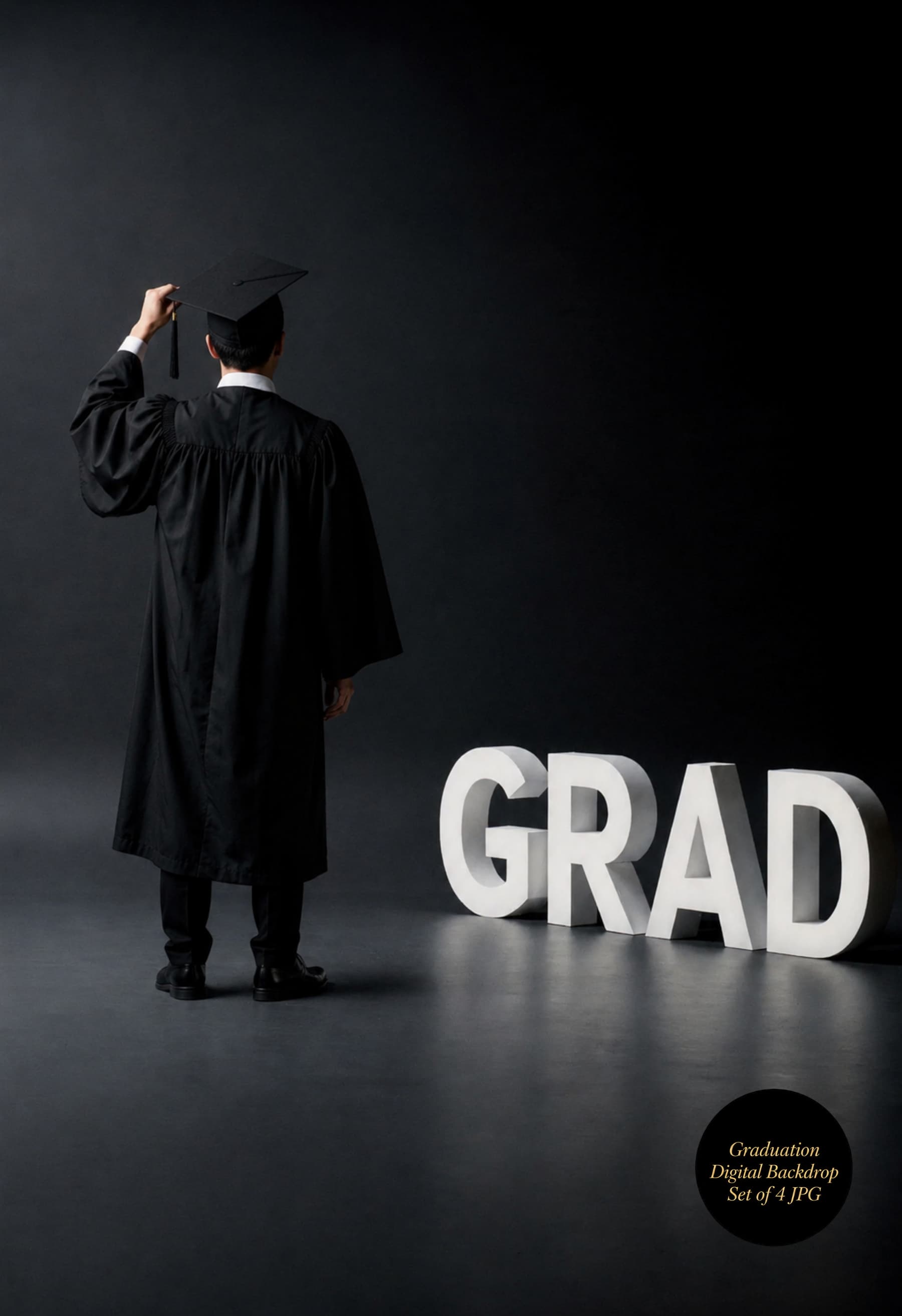 Graduation Digital Backdrop Set | 2026 Senior Photo Backgrounds with 3D GRAD Letters, 4 JPGs - Thumbnail 4