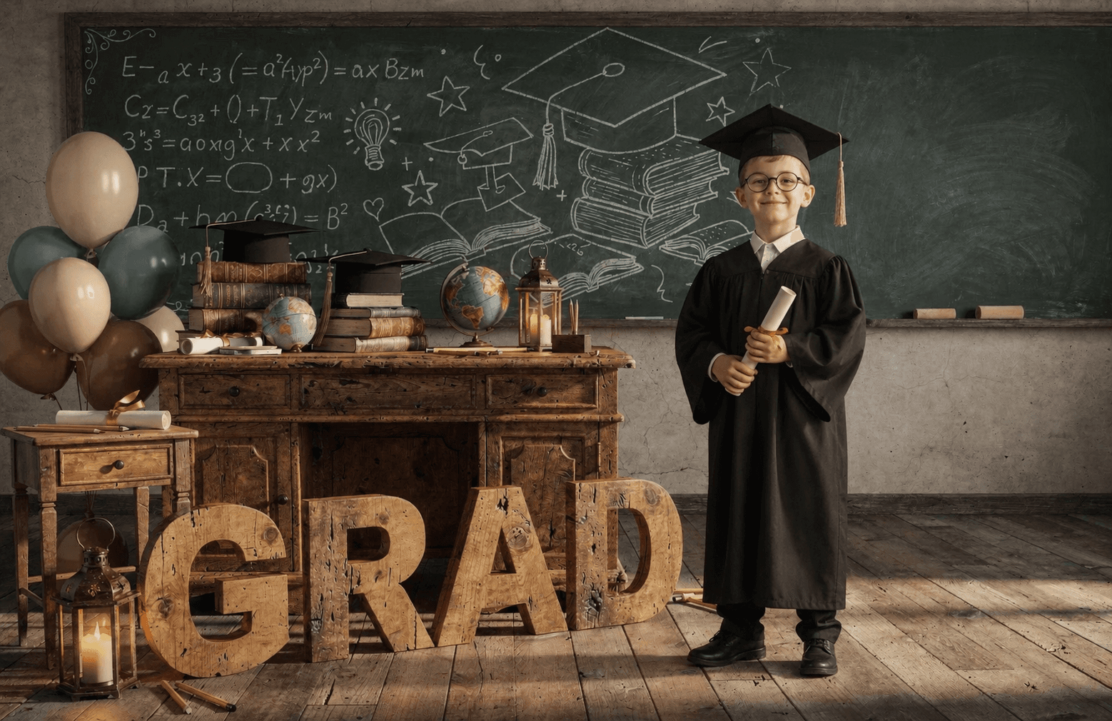 Kindergarten Graduation Digital Backdrop | Colorful GRAD Letters | School Portrait PSD Overlay | Preschool Graduation Background | 10 JPGs - Thumbnail 3