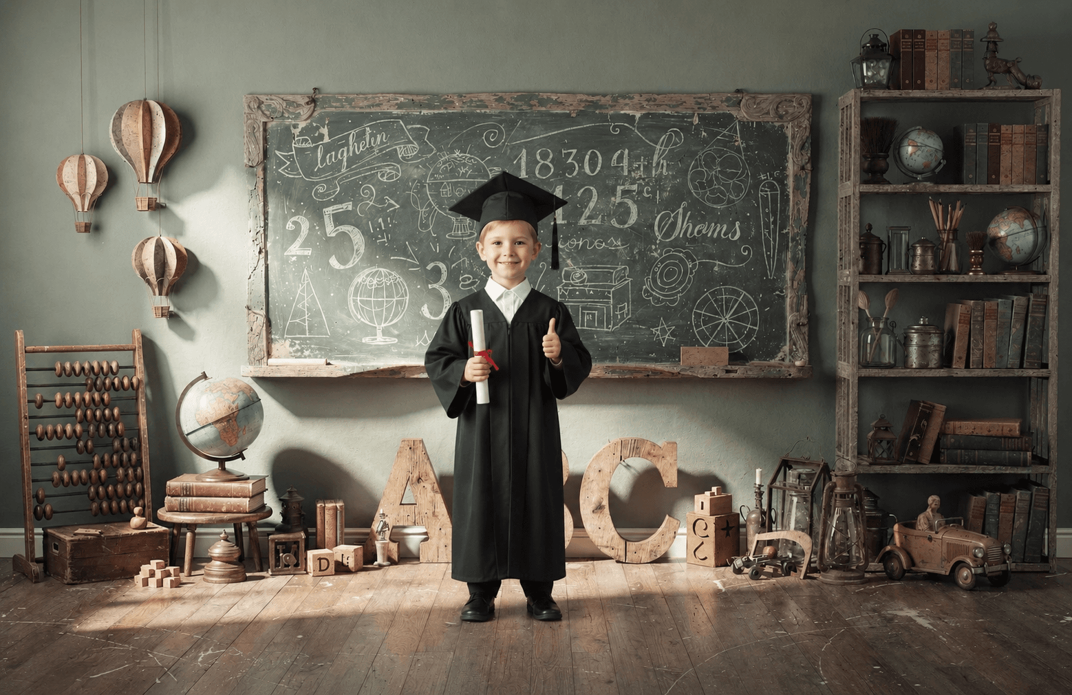 Kindergarten Graduation Digital Backdrop | Colorful GRAD Letters | School Portrait PSD Overlay | Preschool Graduation Background | 10 JPGs - Thumbnail 6