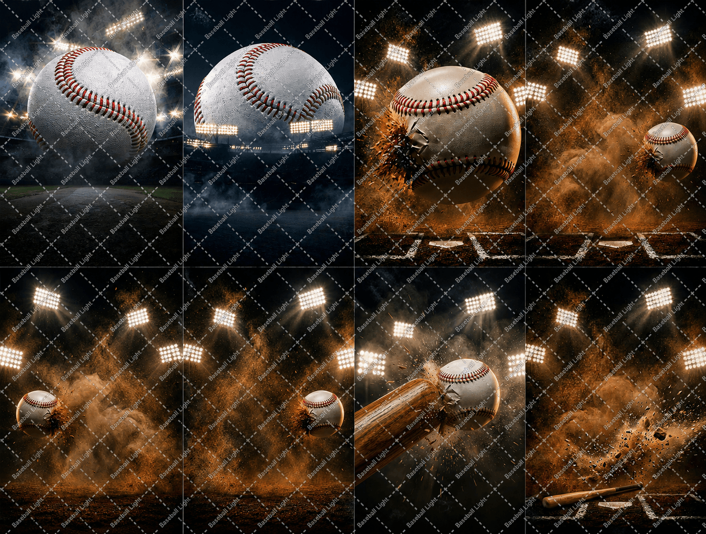 35 Baseball Light Digital Backdrops PNG JPG, Sports Photography Backgrounds, Editable Baseball Photoshop Templates, Sports Photo Backgrounds - Thumbnail 11