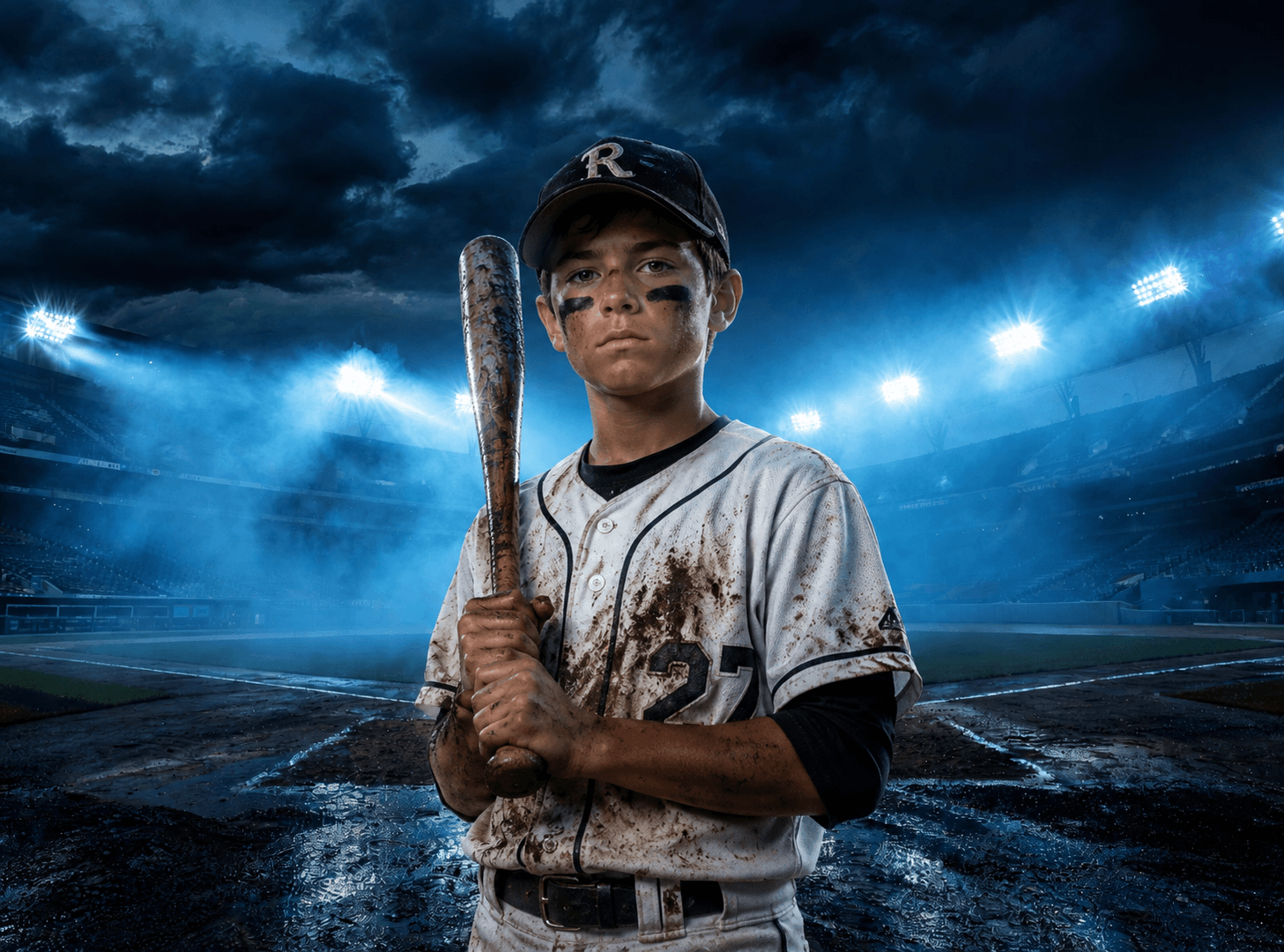50 Baseball Digital Backdrops – Baseball Stadium Backgrounds, Stormy Skies, Night Games, JPG Files - Thumbnail 8