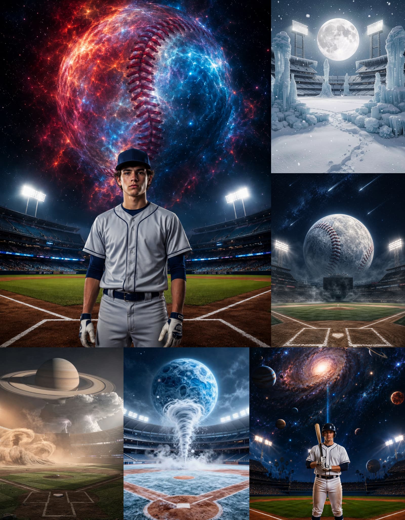 35 Cosmic Baseball Stadium Digital Backdrops, Space Sports Backgrounds, Galaxy Stadiums, JPG Files - Thumbnail 2