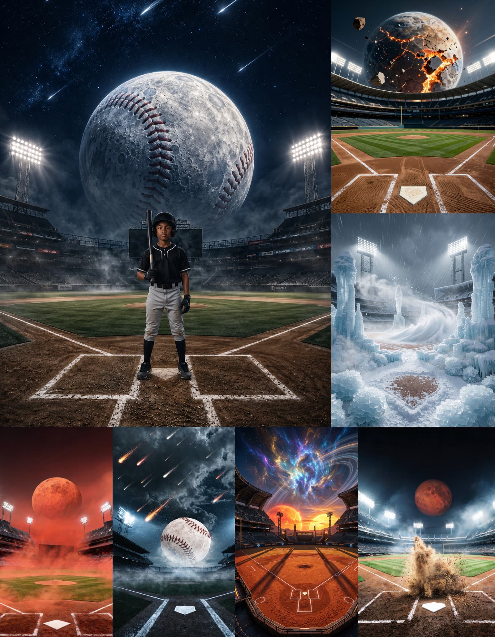 35 Cosmic Baseball Stadium Digital Backdrops, Space Sports Backgrounds, Galaxy Stadiums, JPG Files - Thumbnail 3